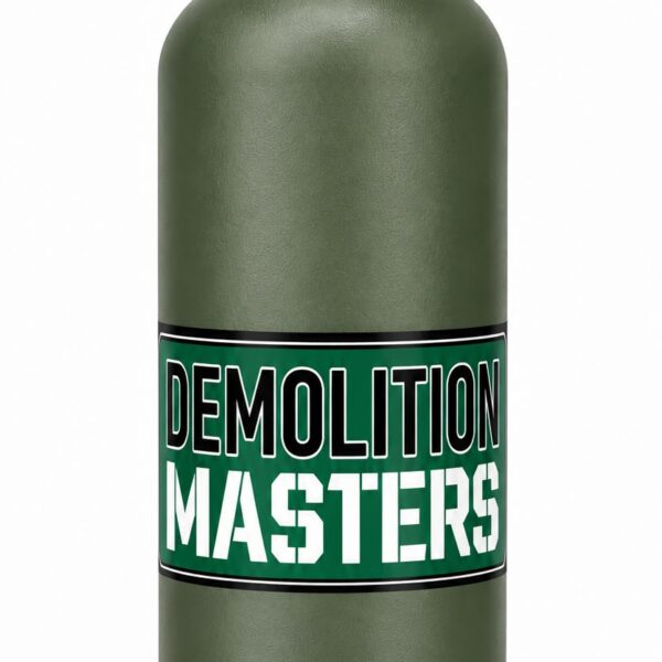 Olive green Demolition Masters insulated drink bottle with carabiner lid