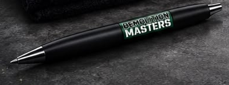 Demolition Masters branded pen from the merch bundle